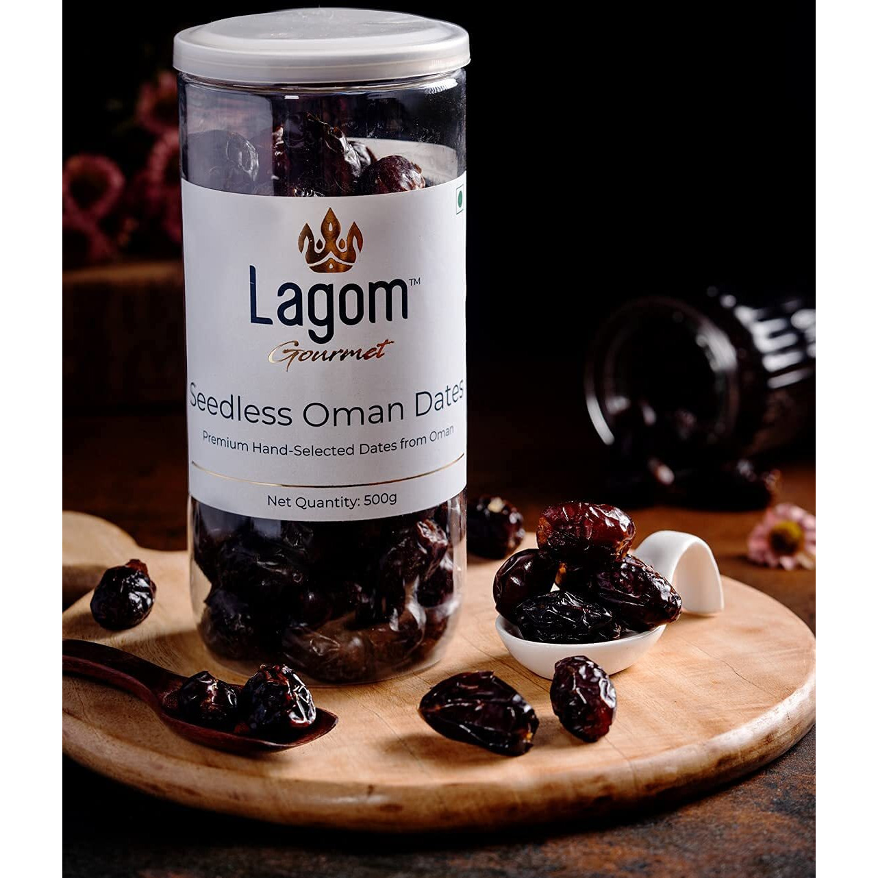 Lagom Gourmet Seedless Omani Dates 500g | All Natural | No Preservatives | No Added Sugar | Gluten Free | Vegan | Plant Based | Non GMO | Dates Dry Fruits | Khajur | Khajoor | Khejur