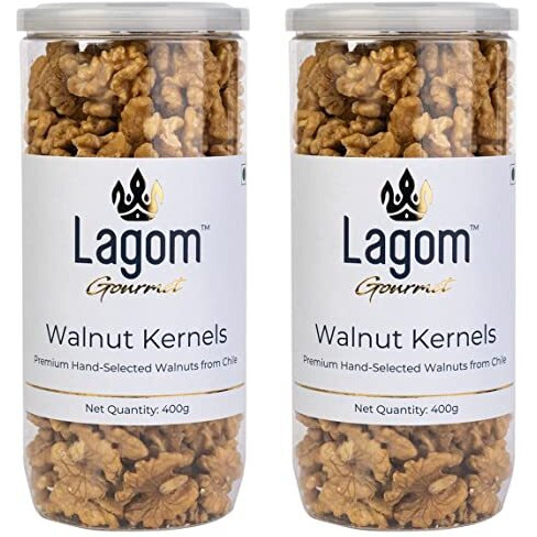 Lagom Gourmet Chilean Walnut Kernels 800g | All Natural | No Preservatives | No Additives | Gluten Free | Vegan | Plant Based | Non GMO | Walnuts Dry Fruit | Walnuts Without Shell | Akhrot Giri