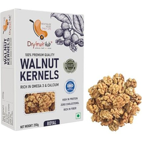 Dry Fruit Hub Premium Kashmiri Walnuts 1Kg Without Shell | Grade 1 Kashmiri Akhrot Giri | Walnut Kernels | Highly Nutritious Healthy Snacks| Freshly Cracked Akrot | Pack Of 4 Each 250g