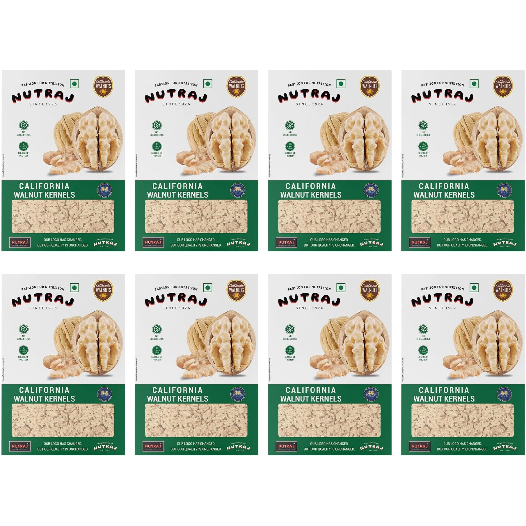 Nutraj Walnut Kernels (California Walnut Kernels, Pack Of 8 (250Gx8)), Dried