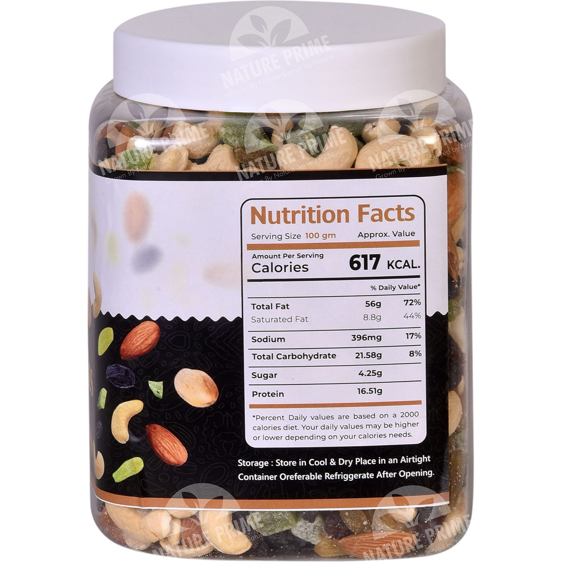 Nature Prime 100% Natural Premium Mix Dry Fruits 1kg with Almonds | Cashew | Kishmish | Apricot | Black Raisins | Dried Kiwi | Nuts and Dry Fruits 1 Kg (Jar pack)