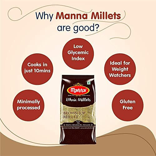 Manna Millets 2.5Kg Combo Pack of 5 (with Browntop), Unpolished Millets, Siridhanya,Certified Low GI, Little 500g, Kodo 500g, Foxtail 500g,Barnyard 500g,Browntop 500g. Natural Grains