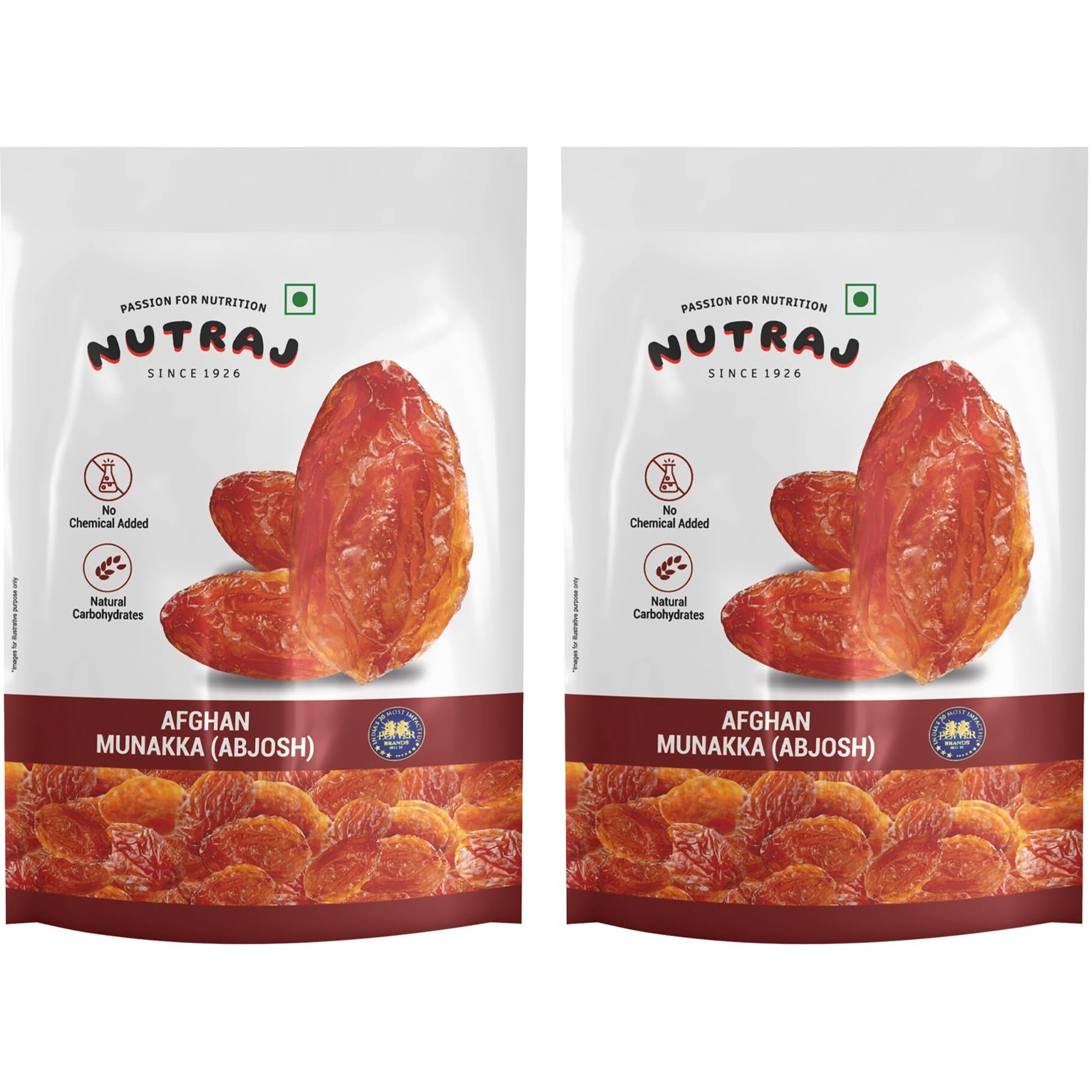 Nutraj Indian Raisins (Abjosh) (Afghan Munakka) 400g (200g x 2) Pouch Whole | Abjosh Raisin | Munakka Bites