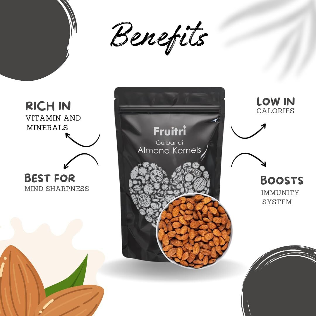 Fruitri Gurbandi Malai Giri Almond 1 kg, Afgani Choti Giri Badam [ 100% Natural,Rich in Oil