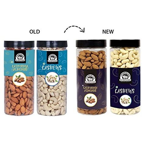 WONDERLAND FOODS California Almonds (NP) & Cashews W320 (Mangalore Quality) | 1Kg (500g X 2) Delicious & Nutritious