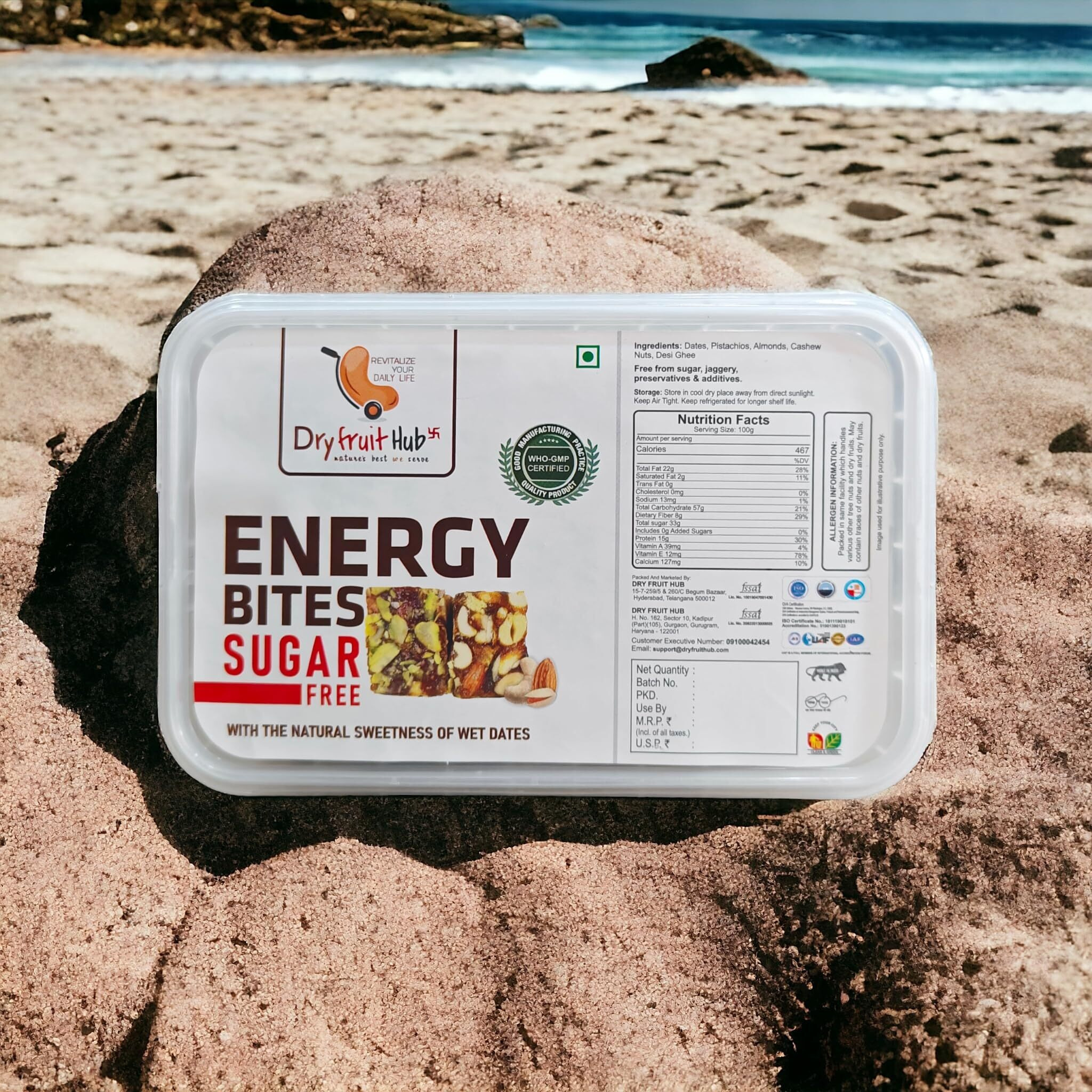 DRY FRUIT HUB Energy Bites Sugar Free 500 Gm | With Sweetness Of Dates | Dry Fruit Chikki | Healthy Snacks With Goodness Of Kaju Badam Pista Dates And Pure Ghee | Dates Barfi