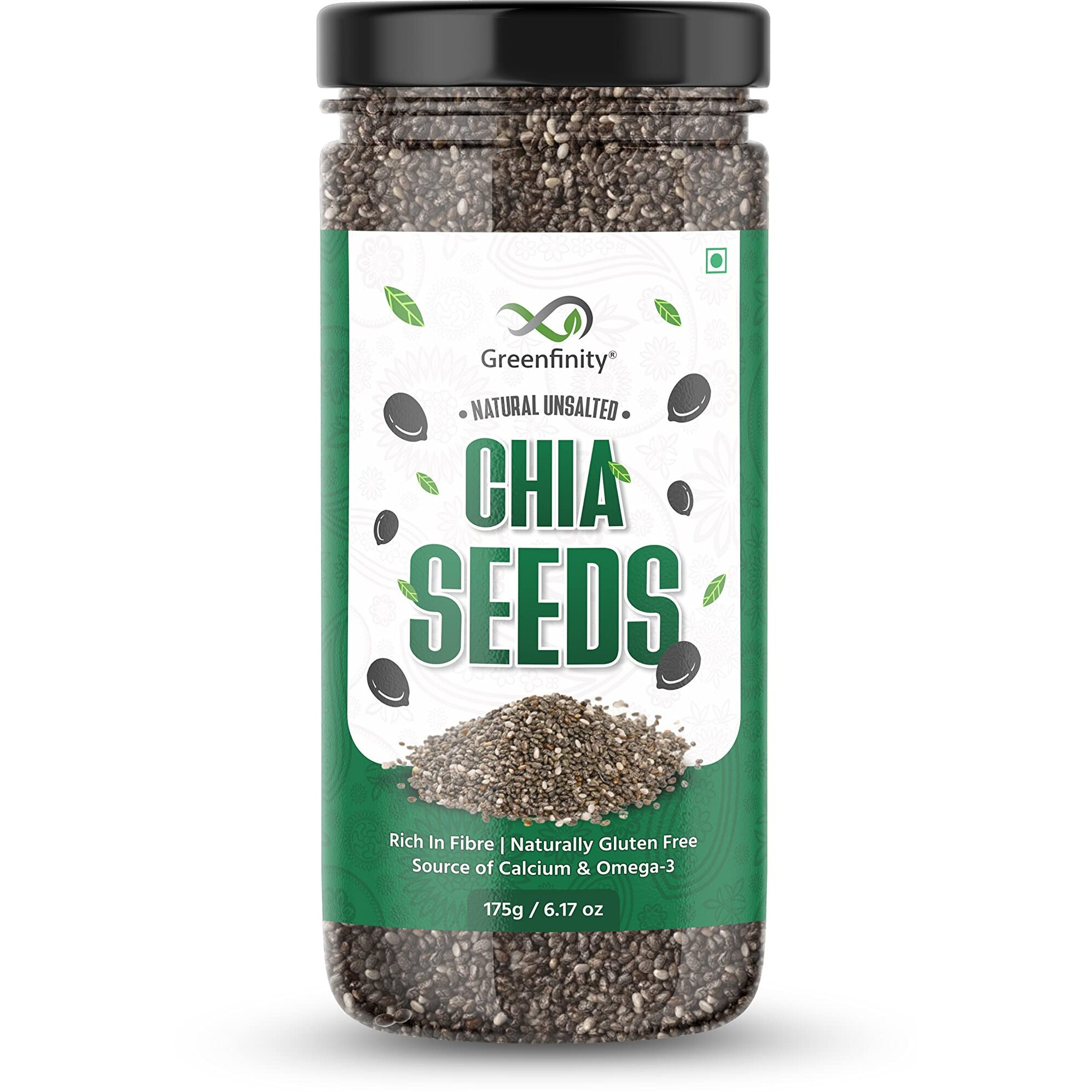 GreenFinity Raw Seed Combo Chia Seeds, Flax Seeds, Pumpkin Seeds, Sunflower Seeds, Watermelon Seeds & Muskmelon Seeds With Omega 3, Zinc, Fiber, Calcium, Protein - 950g (Pack of 6)