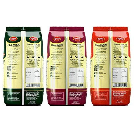 Manna Millets 1.5Kg Combo Pack of 3, Unpolished Millets, Siridhanya,Certified Low GI, Foxtail 500g, Kodo 500g, Little 500g. Natural Grains