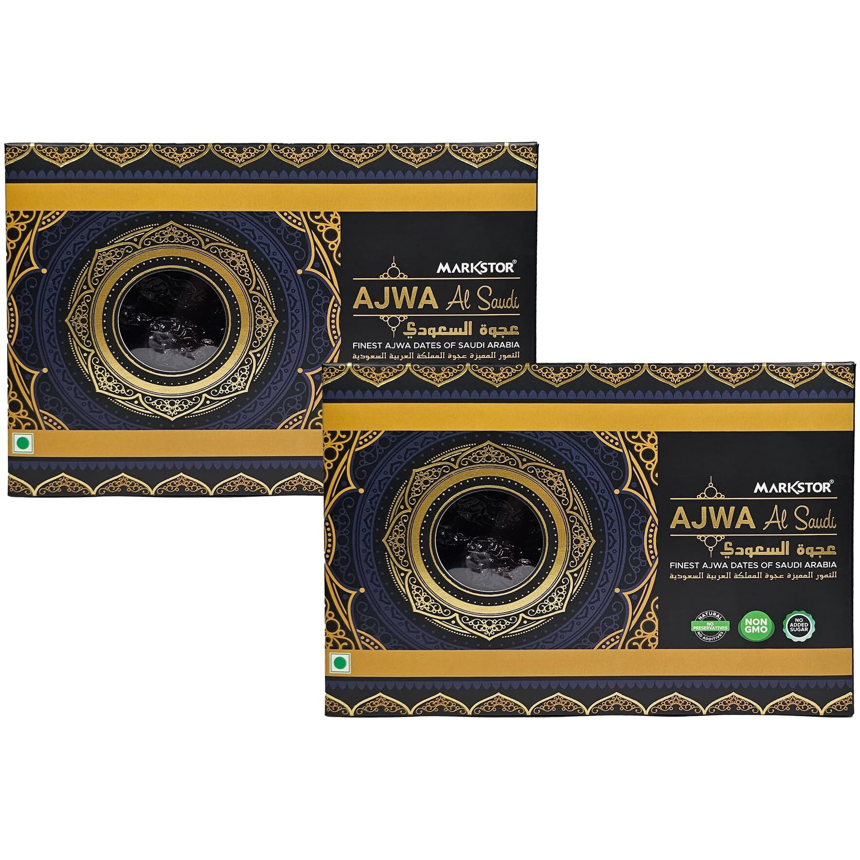 MARKSTOR Fresh, Ajwa Al-Saudi - Finest Original Ajwa Dates (Khajoor/Khajur) Of Madina, Saudi Arabia - 1 Kg [500G X 2] Dates