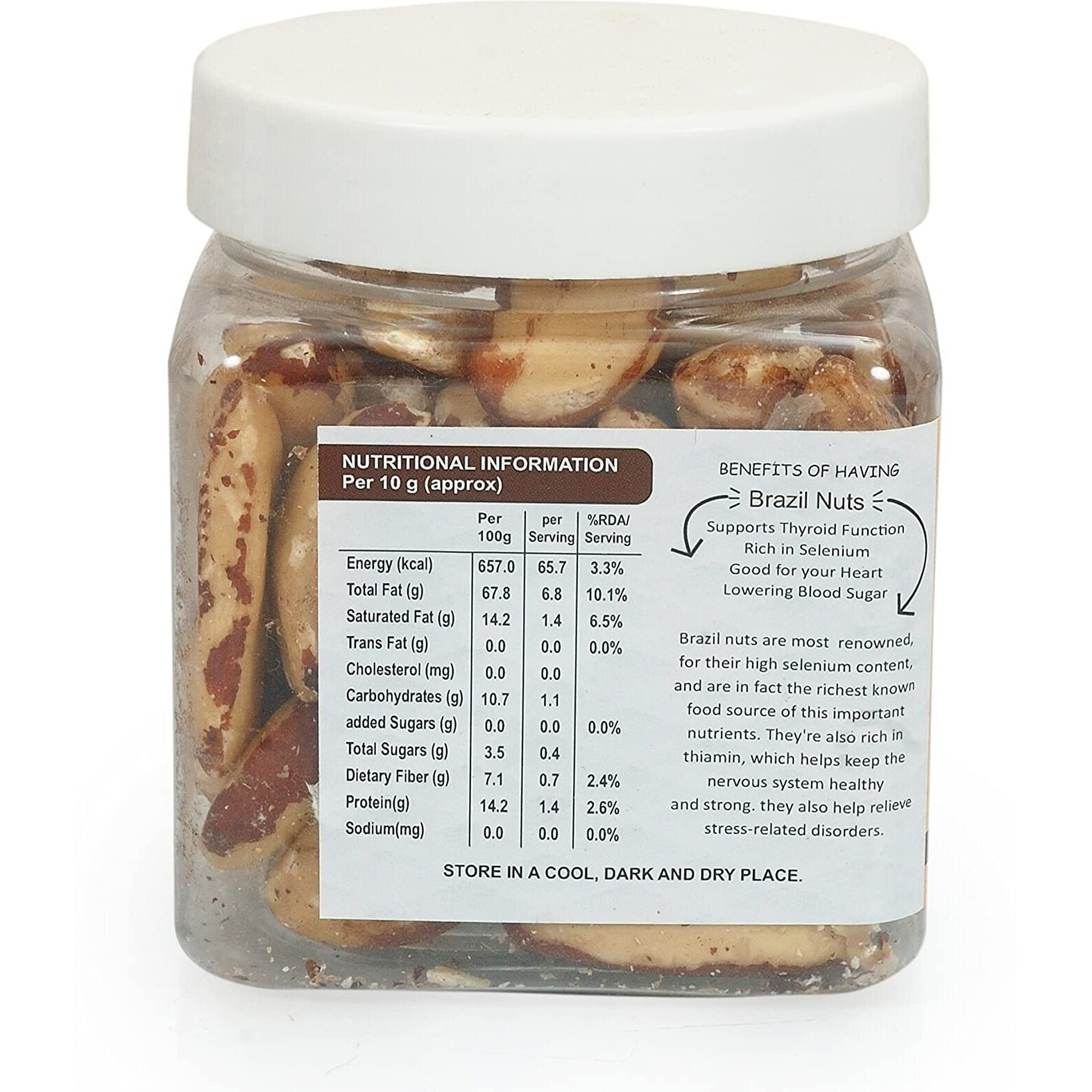 Nature Vit Brazil Nuts, 250G [Jar Pack] | Fresh | Premium | Grade A | Rich In Selenium | Product Of Peru [Stored In Refrigeration For Long-Lasting Freshness]