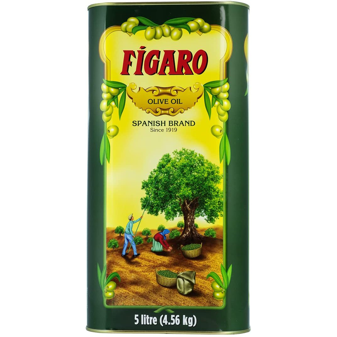 Figaro Olive Oil- Pure Olive Oil-Daily Cooking Oil- Perfect for Indian Dishes -Curries, Gravy- Imported from Spain- 5L Tin