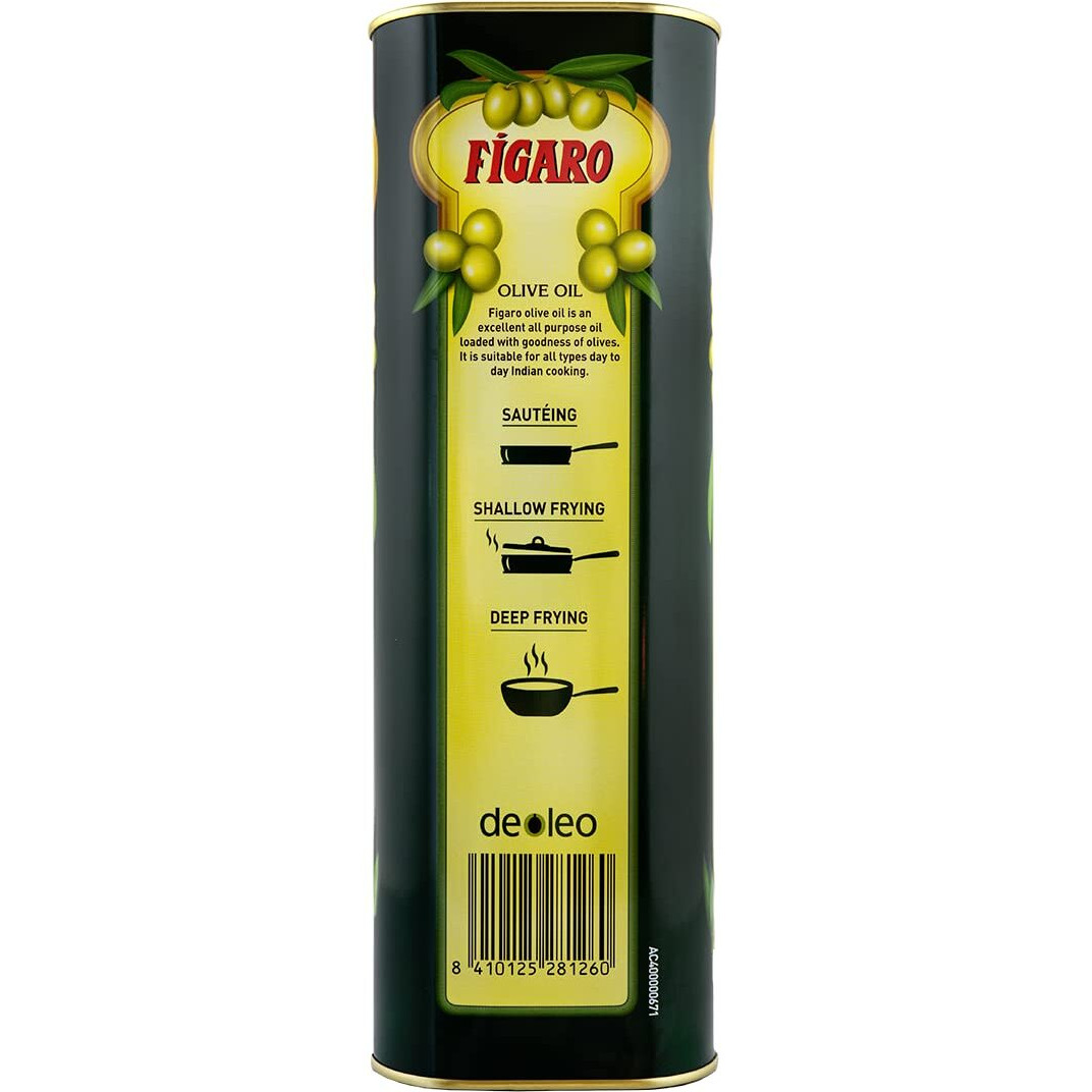 Figaro Olive Oil- Pure Olive Oil-Daily Cooking Oil- Perfect for Indian Dishes -Curries, Gravy- Imported from Spain- 5L Tin