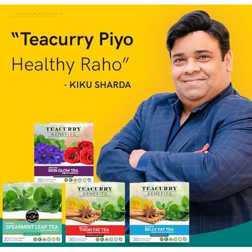 TEACURRY Fatty Liver Tea (1 Month Pack, 30 Tea Bags) - Helps With Fatty Liver Detox, Ginger, 60 Gms
