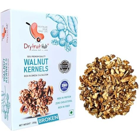 Dry Fruit Hub Broken Walnut Kernels 1kg Without Shell | Kashmiri Broken Walnut Kernels | Vaccum Packed | Broken Akhrot Giri | Akrot For Cooking And Baking | Pack Of 4 Each 250g
