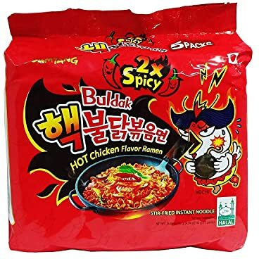 Samyang Hot Chicken Ramen 2X Spicy Buldak Noodles, 5 X 140 grams, Non Vegetarian