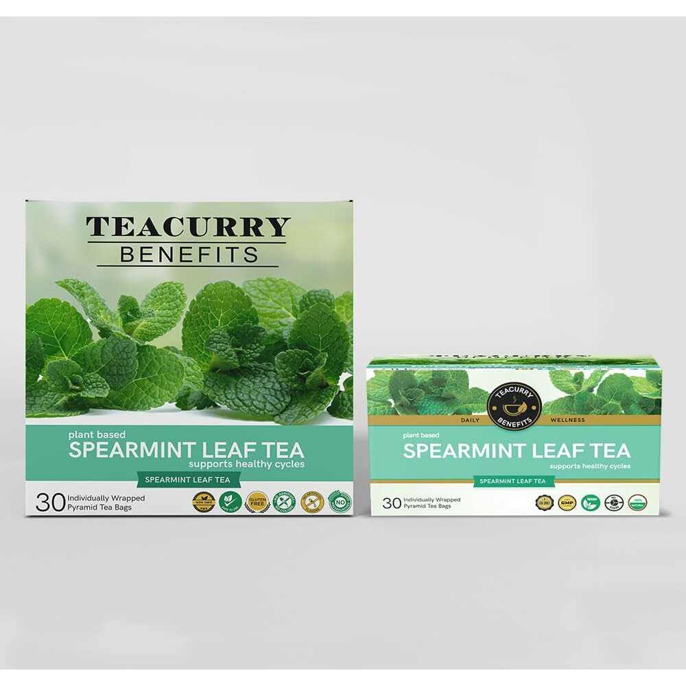 TEACURRY Spearmint Leaf Tea Bag - Helps With Hormonal Imbalance, Facial Hair, And Memory | Spearmint Loose Leaf ((120 Tea Bags - 4 Month Pack)) - 60Gm