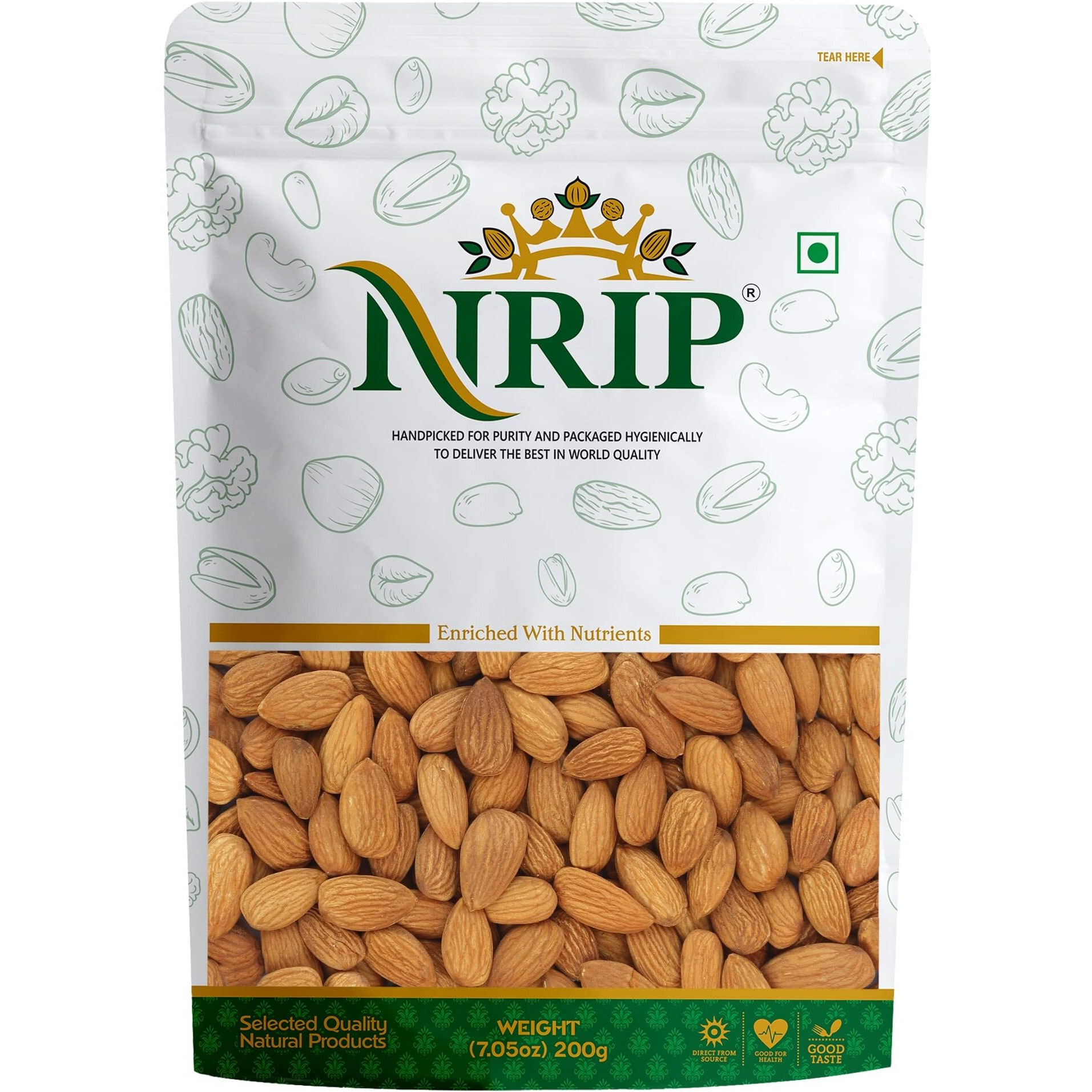 NRIP Almond Kernels California (Badam Giri) 200 Gm