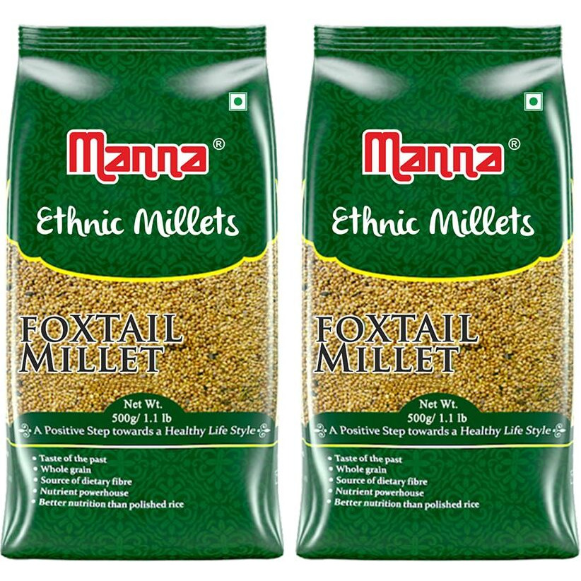 Manna Foxtail Millet (unpolished) 1Kg Natural Grains - (Kaon/Kang/Kangni/Kakum/Navani/korralu/Korra/Thinai) | Native Low GI Millet Rice | High Protein & 100% More Fibre than Rice