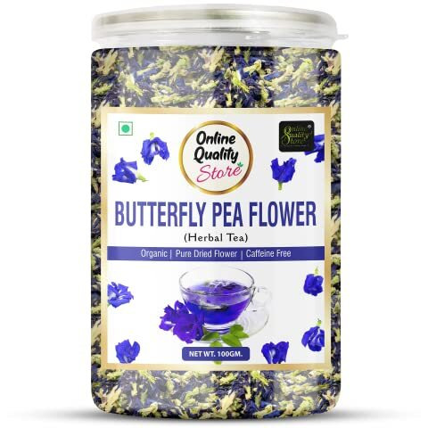Online Quality Store Organic Butterfly Pea Flower Tea-100g | 100% Natural Herbal Tea | Blue Pea Tea | Steep as Hot or Iced Tea