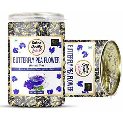 Online Quality Store Organic Butterfly Pea Flower Tea-100g | 100% Natural Herbal Tea | Blue Pea Tea | Steep as Hot or Iced Tea