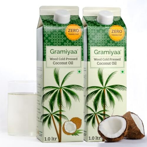 Gramiyaa Wood Cold Pressed Coconut Oil - 2 Litre | | 100% Pure Unrefined/Unfiltered Cooking Oil | For Natural Skin and Hair | Marachekku Oil/Kachi Ghani Oil