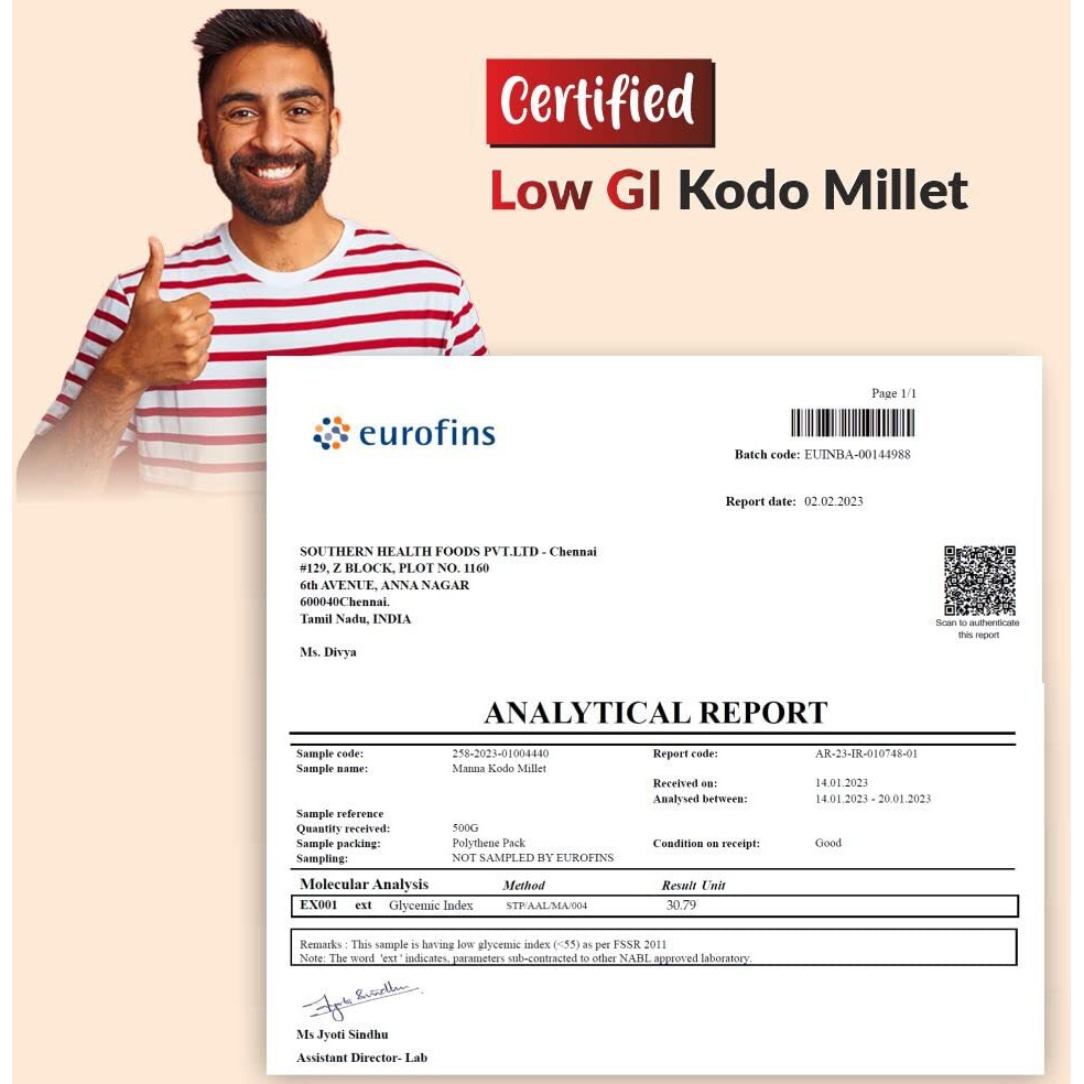 Manna Kodo Millet (Unpolished) | Kodri | Natural Grains 1kg (500g x 2 Packs) - (Kodra/Varagu/Arikelu/Hark/Varigu) | Native Low GI Millet Rice | High Protein & 100% More Fibre than Rice