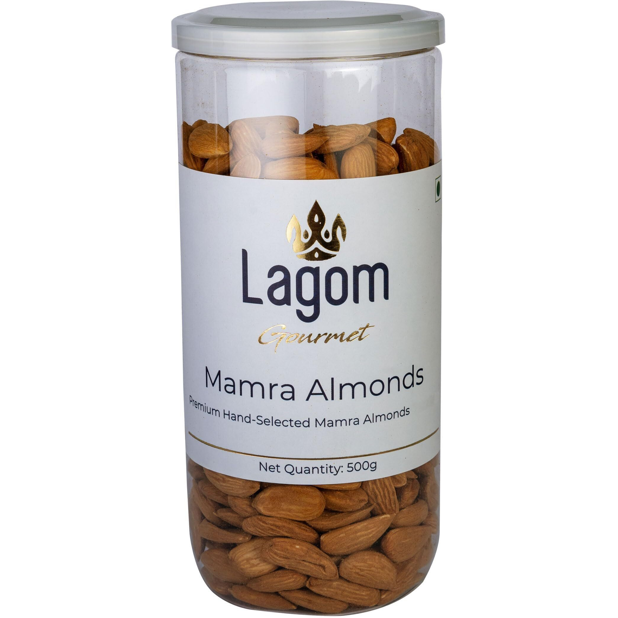 Lagom Gourmet Mamra Almonds 500g | All Natural | No Preservatives | No Additives | Gluten Free | Vegan | Plant Based | Non GMO | Nuts Dry Fruits | Mamra Badam | Mamra Giri