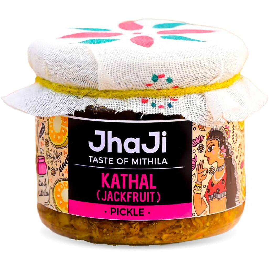 JhaJi Stores Authentic Homemade Jackfruit Pickle | Soft, Chewy Kathal Pieces | Spicy and Tangy Flavor | Sun-Dried, Chemical-Free, No Preservatives | Traditional Recipe from Mithilanchal, Bihar, 250g