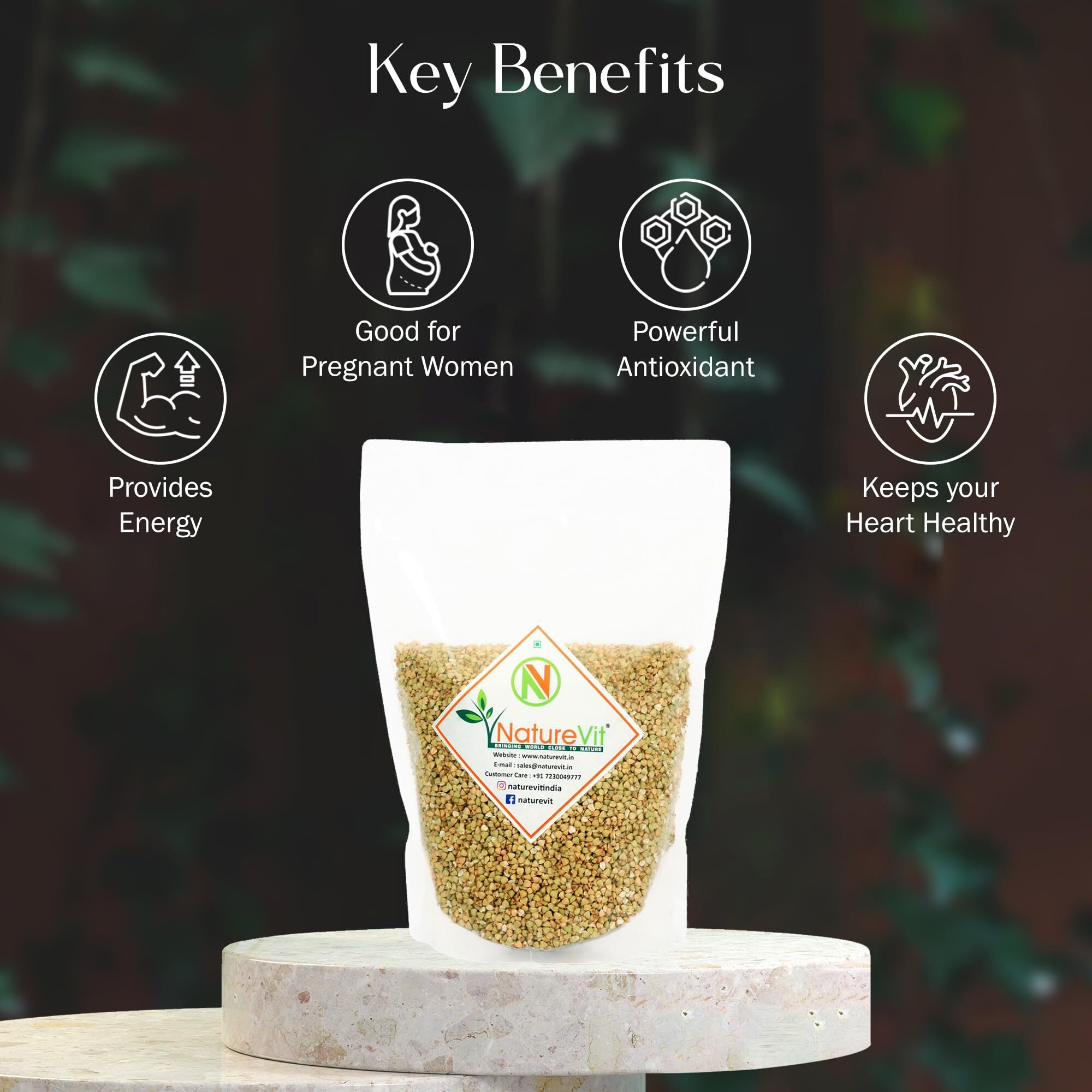 Nature Vit Buckwheat Seeds, 2 Kg | Kuttu Giri | Hulled, Gluten Free Buckwheat Millet | High in Plant Protein & Fibre | Soak & Eat As Porridge | Grind to Make Flour