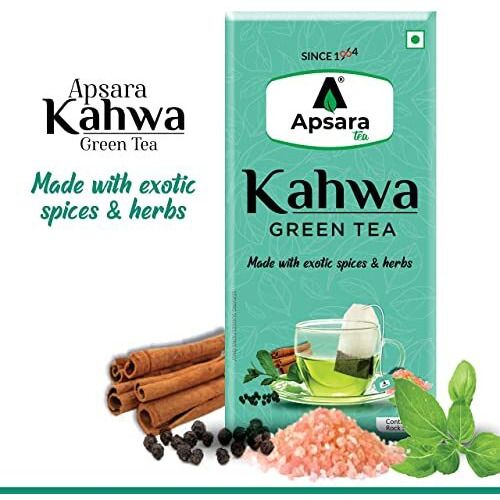 APSARA Detoxifying Kahwa Green Tea - 36 Tea Bags, Spiced Kashmiri Desi Kahwa Green Tea, Immunity Booster, Blended with Rock Salt, Tulsi, Cardamom, Cinnamon, Black Pepper, Ashwagandha Tea