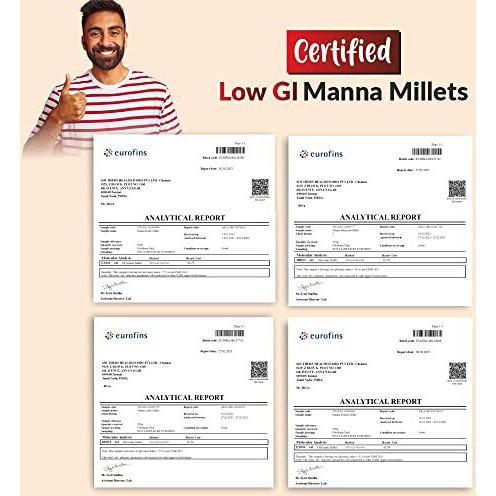 Manna Millets 2Kg Combo Pack of 4, Unpolished Millets, Siridhanya,Certified Low GI,Foxtail 500g, Kodo 500g, Little 500g, Barnyard 500g. Natural Grains