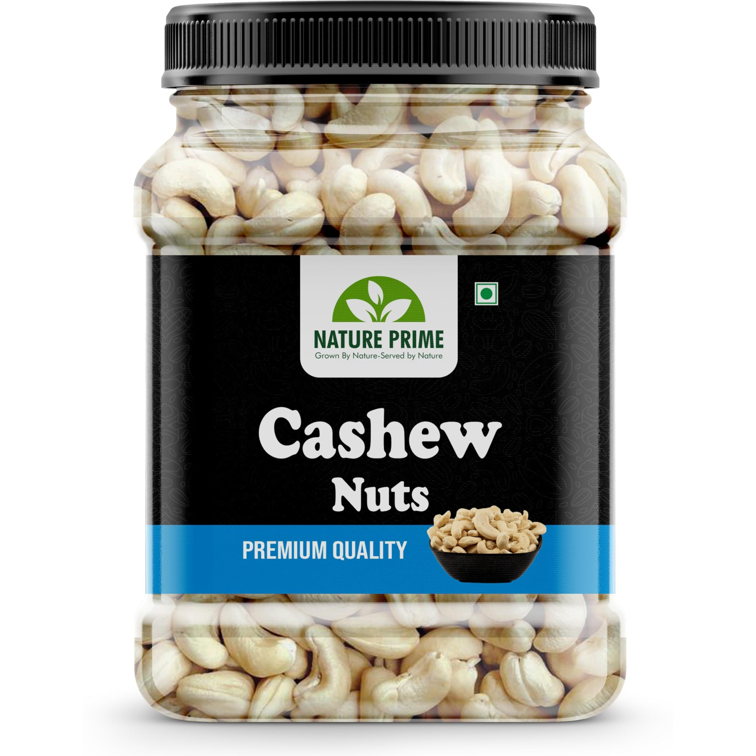 Nature Prime 100% Natural & Crunchy Premium Whole Cashews 500gm (W320) Nutritious & Delicious Nuts, Premium Kaju nuts | Gluten Free | Source of Minerals & Vitamins | Dry Fruits (Jar Pack)