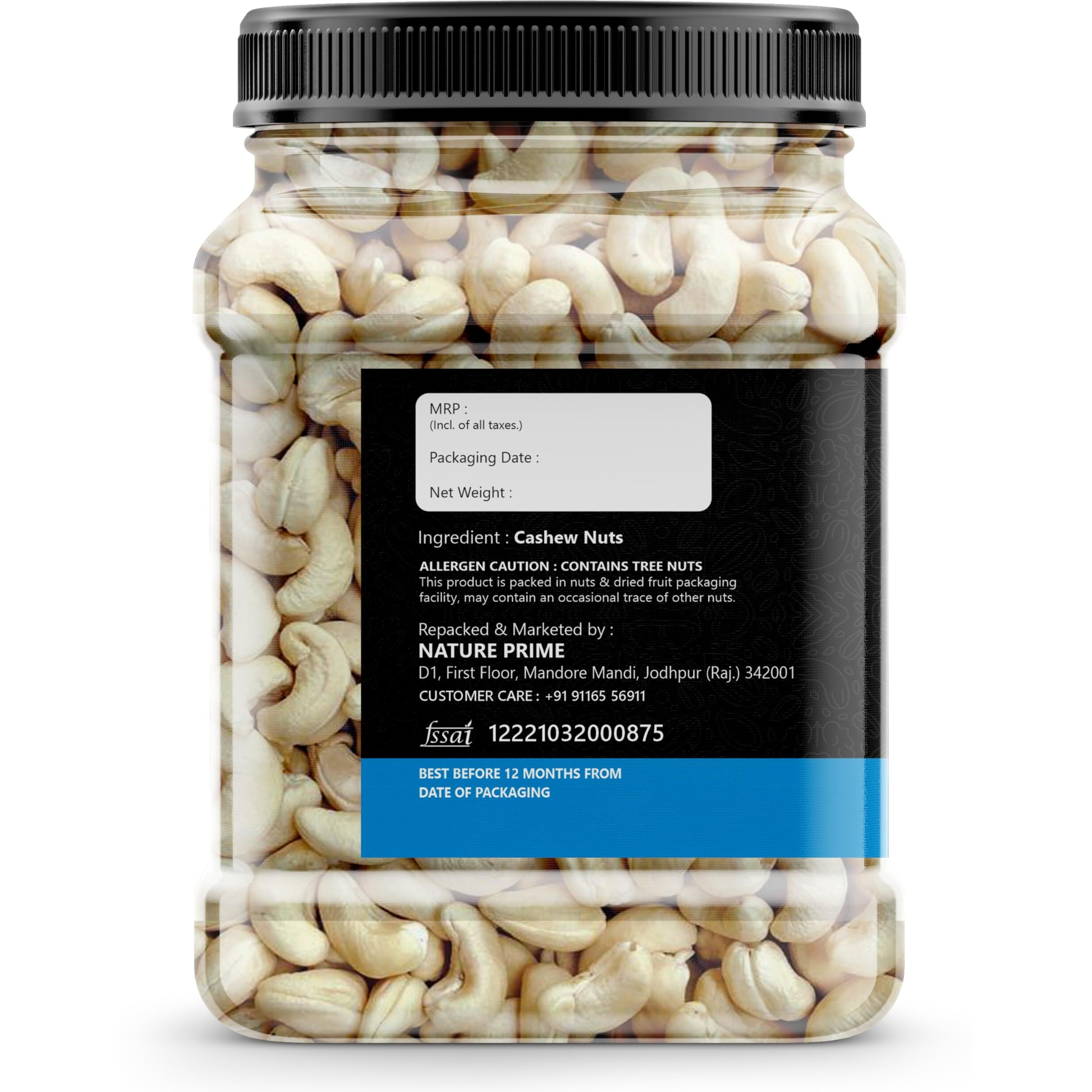 Nature Prime 100% Natural & Crunchy Premium Whole Cashews 500gm (W320) Nutritious & Delicious Nuts, Premium Kaju nuts | Gluten Free | Source of Minerals & Vitamins | Dry Fruits (Jar Pack)