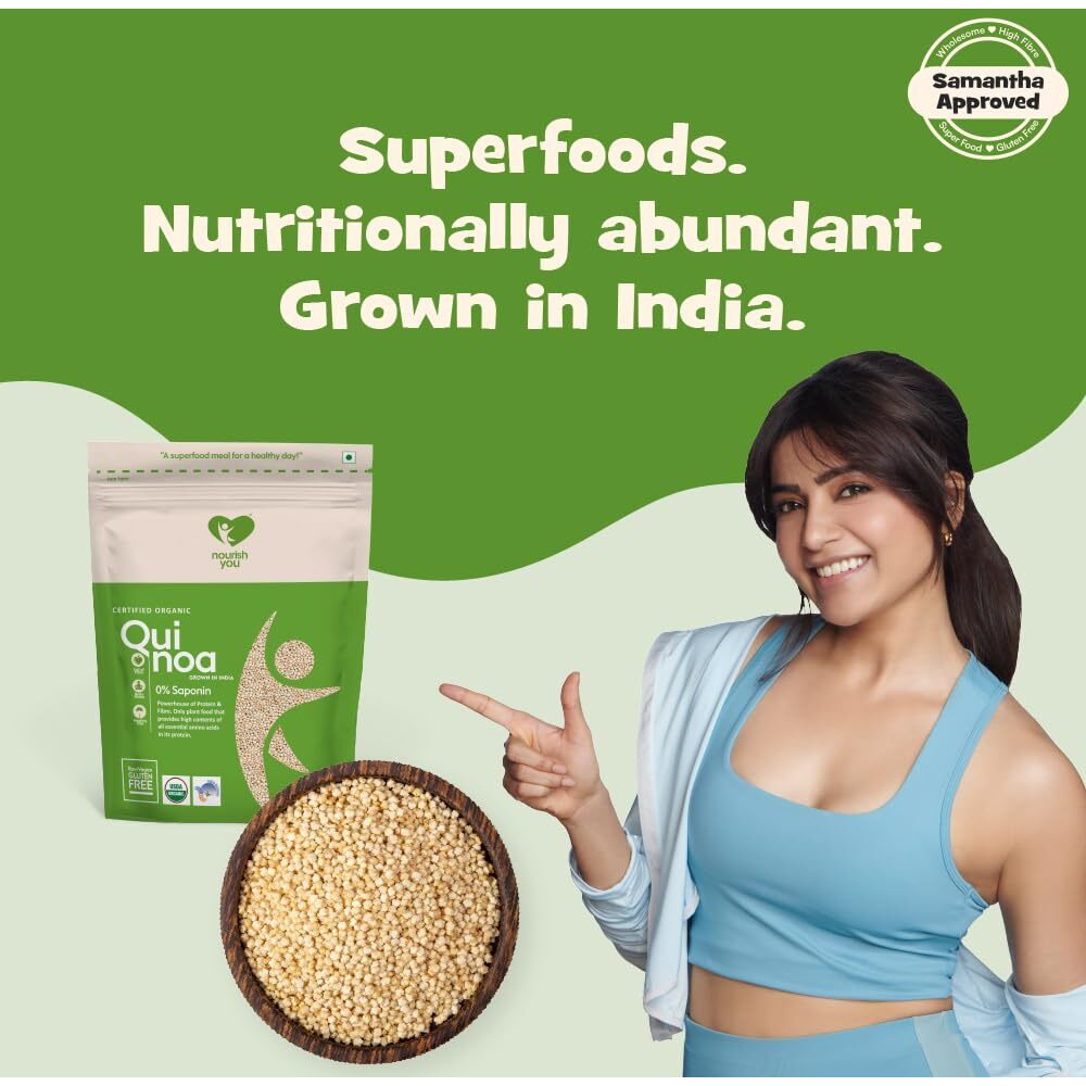 Nourish You Organic White Quinoa Seeds 2.5 Kg | Healthy Food | Gluten-Free | Saponin Free | High Protein & Fiber | Diet Food for Weight Loss | USDA Certified Grain | 100% Wholegrain Cereal | 500G x 5