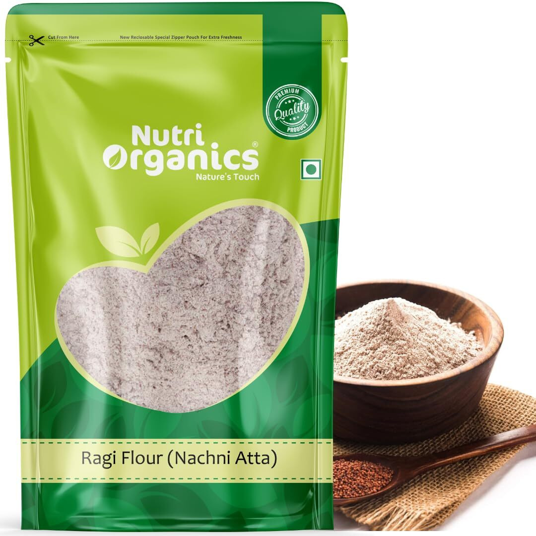 NutriOrganics Unpolished Ragi Flour, 1.5kg |100% Natural | Finger Millet Flour | Nachni Atta | Kelvaragu Flour | Rich in Calcium & Protein