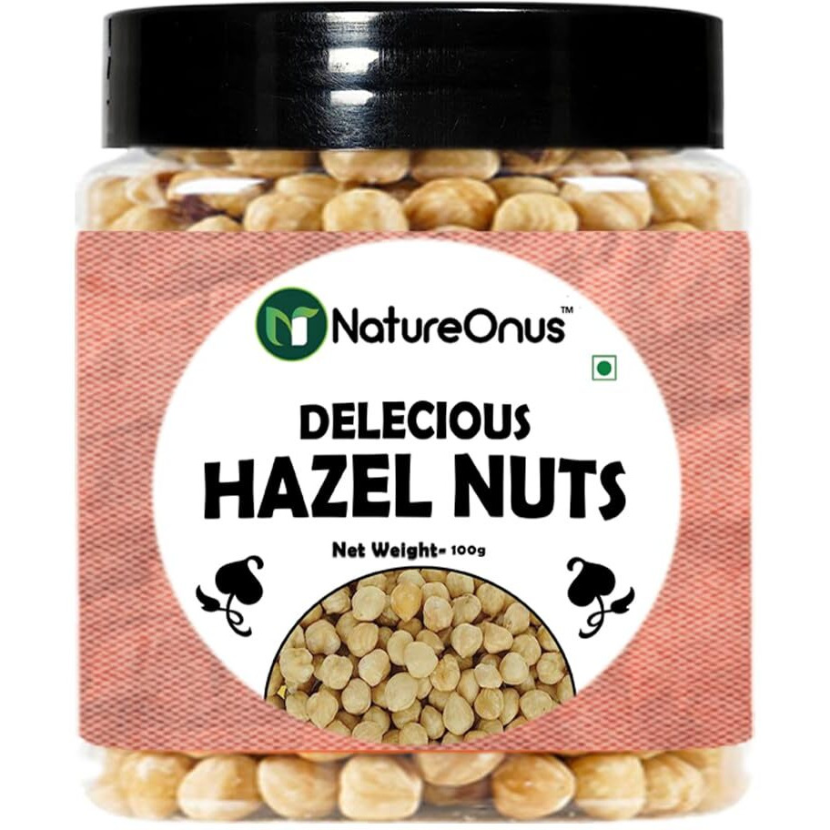 NatureOnus Premium Hazelnuts 100gms | Healthy & Delicious Hazel Nuts For Eating, Raw & Dehulled For Making Chocolate Spread, Healthy & Tasty Dry Fruits