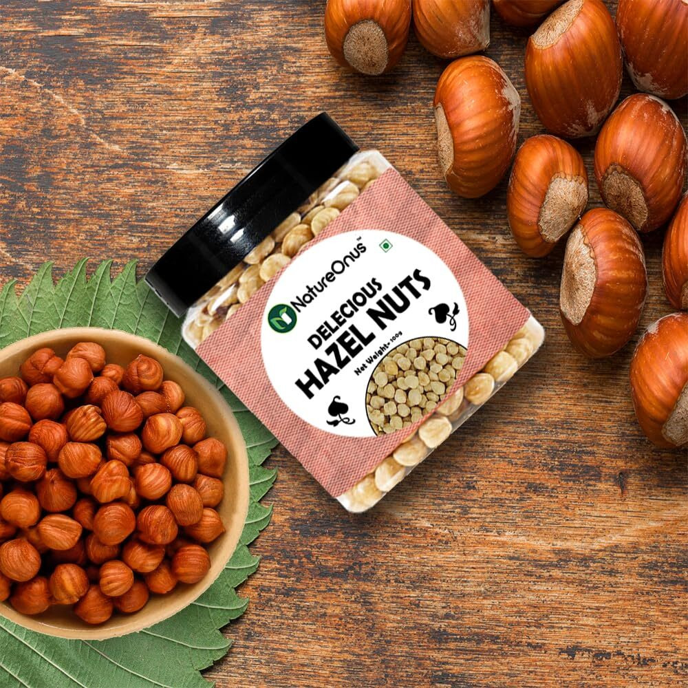 NatureOnus Premium Hazelnuts 100gms | Healthy & Delicious Hazel Nuts For Eating, Raw & Dehulled For Making Chocolate Spread, Healthy & Tasty Dry Fruits