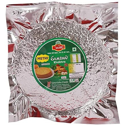 Sambha Khakhra 4 Flavor Combo Methi, Masala, Jeera & Plain | Gujrati Indian Snacks | Healthy | 100% Natural Ingredient | Diet Friendly (800 Gram, Pack Of 40, 4 * 200G)