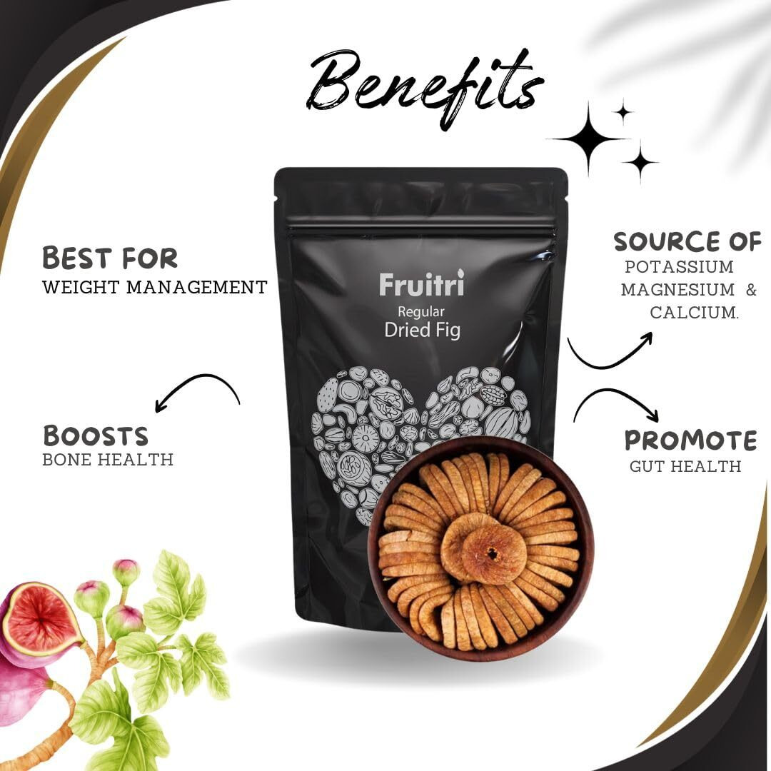 Fruitri Regular Sun Dried Fig, Vacuumed Pack Afghani Anjeer, Medium Size, 1kg