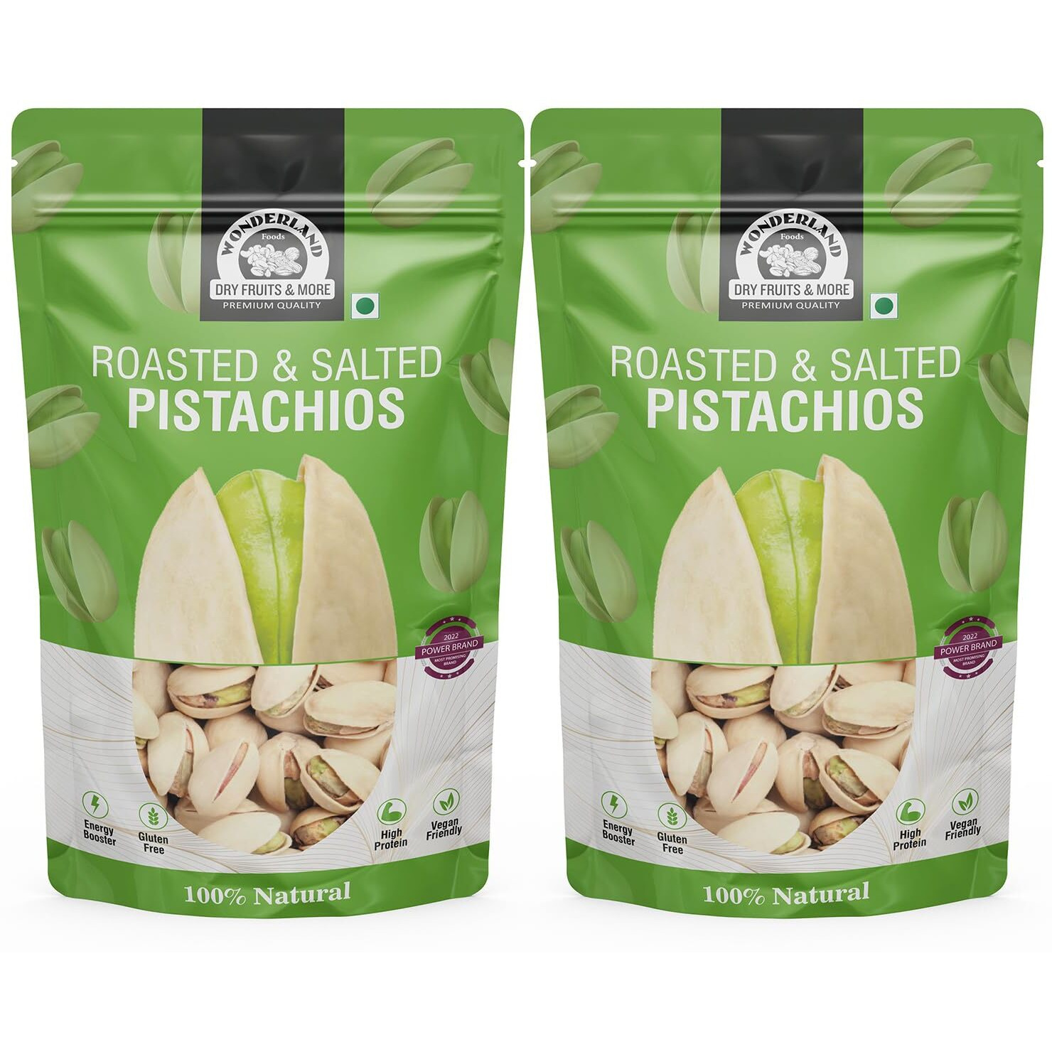 WONDERLAND FOODS (DEVICE) Dry Fruits American California Roasted & Salted Pistachios (Pista) 1Kg (500G X 2) Pouch