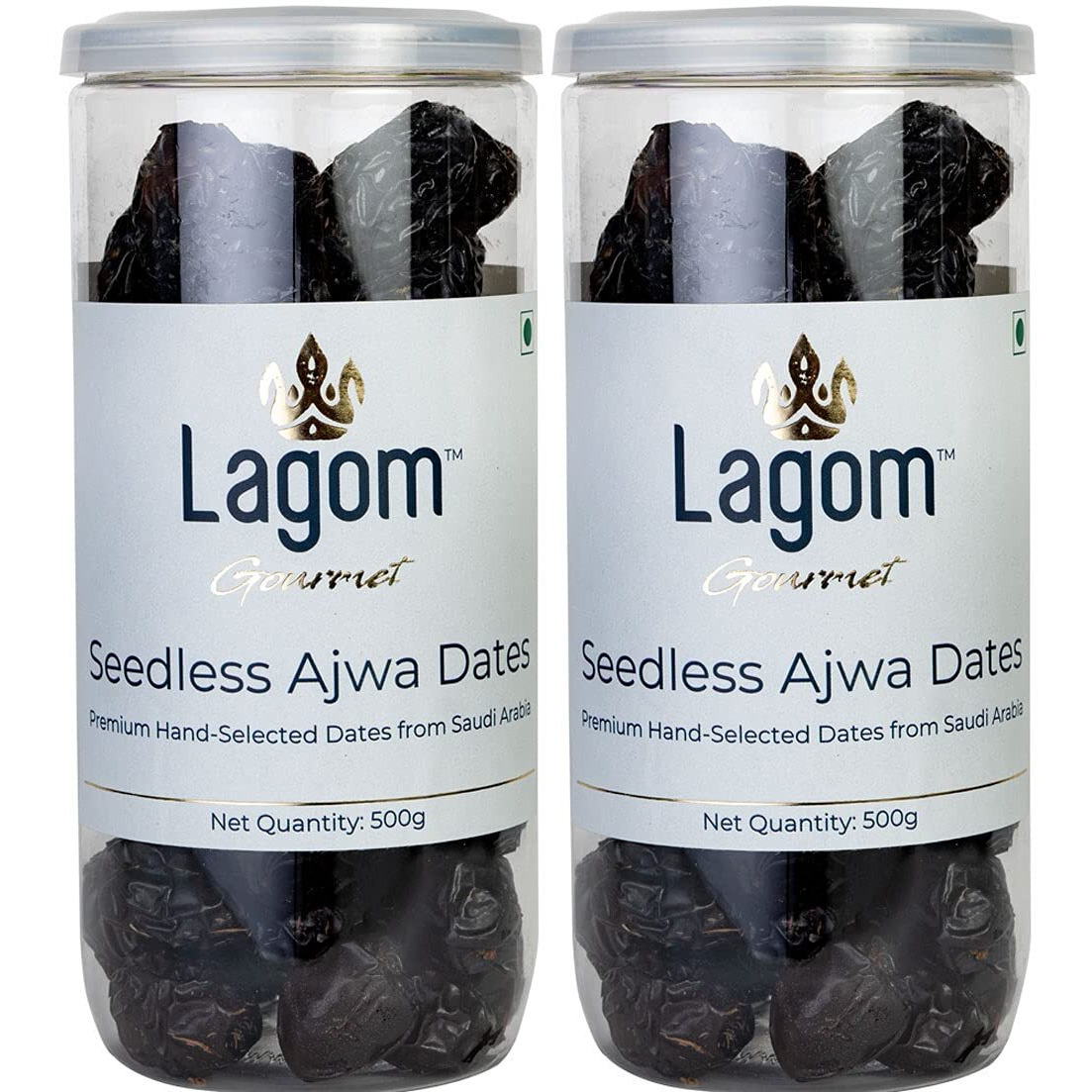Lagom Gourmet Seedless Ajwa Dates 1 Kg | Saudi Arabia Dates | All Natural | No Preservatives | No Added Sugar | Gluten Free|Vegan|Plant Based | Non Gmo | Dates Dry Fruits | Khajur | Khajoor | Khejur