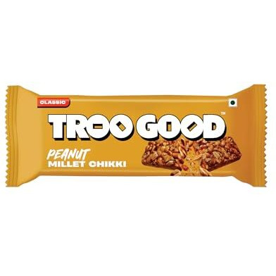 TROOGOOD Peanut Millet Chikki | Protein & Fiber-Rich Jaggery Energy Bars | Gajak | No Added Preservatives or Colours | Jar of 50Pcs, 16g Each