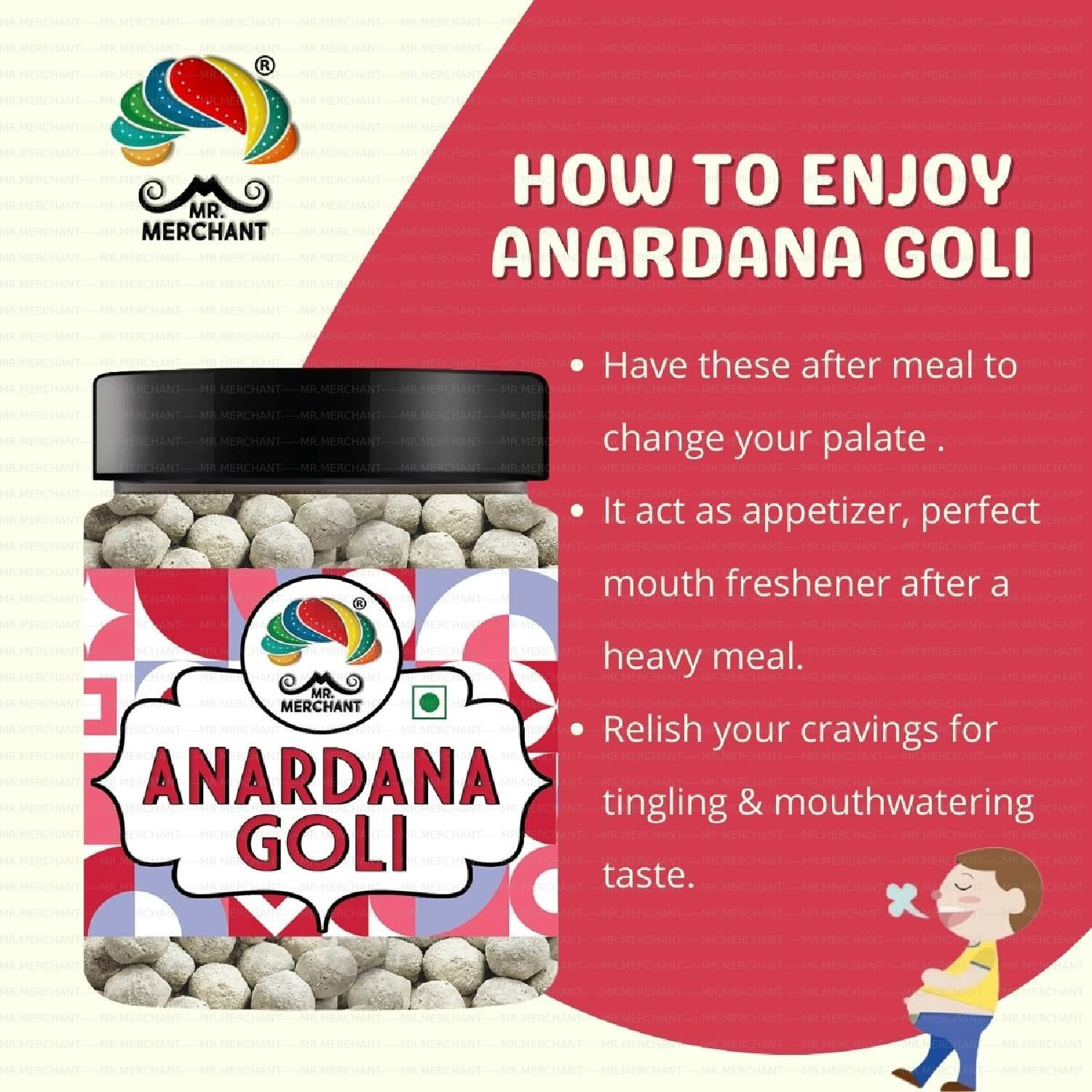 Mr. Merchant Pachak Anardana Goli Churan [Mouth Freshener, Digestive,After-Meal,Mukhwas](300 gm (Jar))