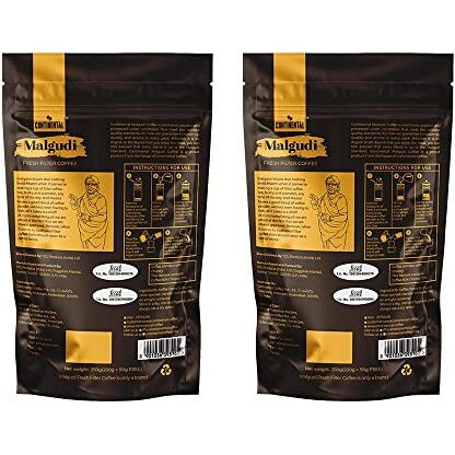 Continental Malgudi Filter Powder Coffee 500gm Pouch (80% Coffee - 20% Chicory) Pack of 2, Bag