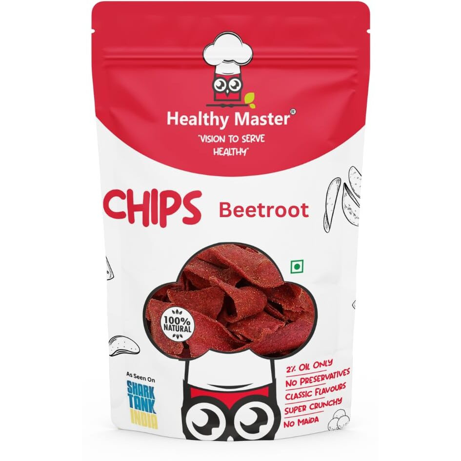 HEALTHY MASTER Vision to serve healthy Baked Beetroot Chips 200 Gram, Crispy Beetroot, Tasty with High Dietary Fiber and Nutrient|Content Gluten-Free Snack|High Protein and Fiber Rich