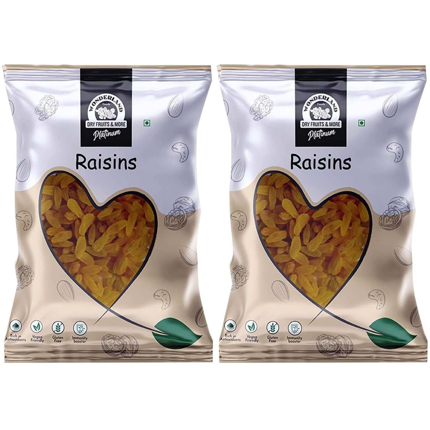 WONDERLAND FOODS (DEVICE) - Platinum Raisin (Kishmish) Dried Grapes 1Kg (500g X 2) Pouch