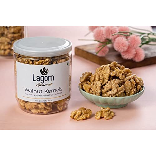 Lagom Gourmet Chilean Walnut Kernels 200g | All Natural | No Preservatives | No Additives | Gluten Free | Vegan | Plant Based | Non GMO | Walnuts Dry Fruit | Walnuts Without Shell | Akhrot Giri