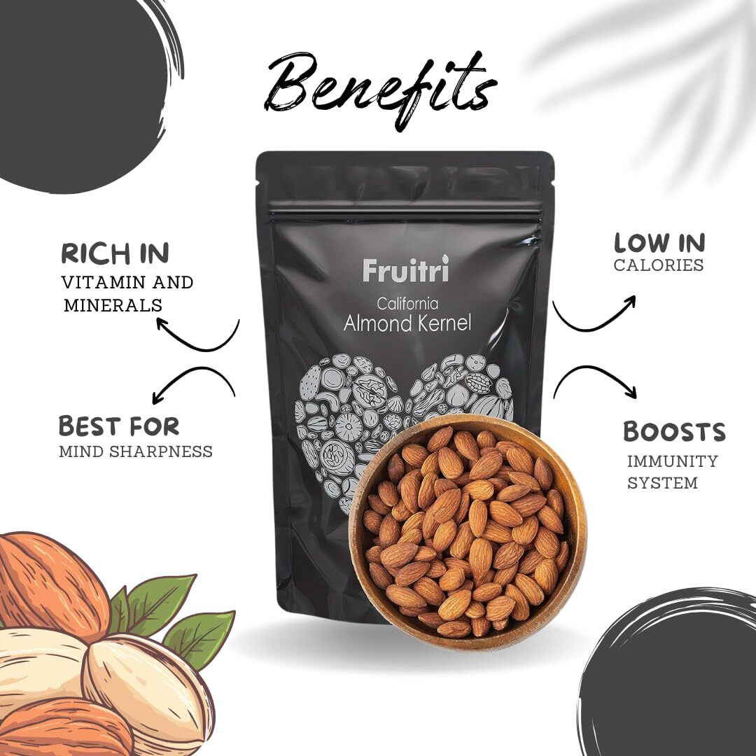 Fruitri Premium California Almonds, Without Any Artificial Color, Natural Badam Giri, 1kg