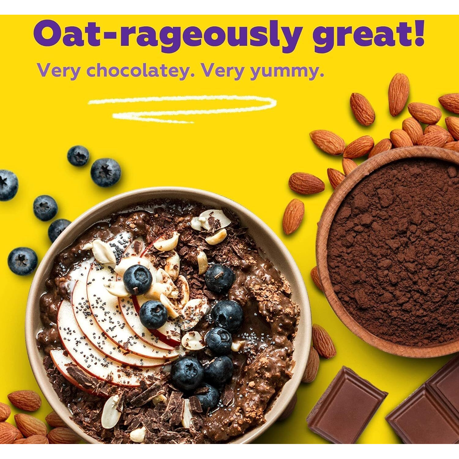 Yogabar Dark Chocolate Oats 1kg, Pack of 3 | Gluten Free Golden Oats | Healthy Breakfast Cereal with Wholegrain Oats (Dark Chocolate Oats,