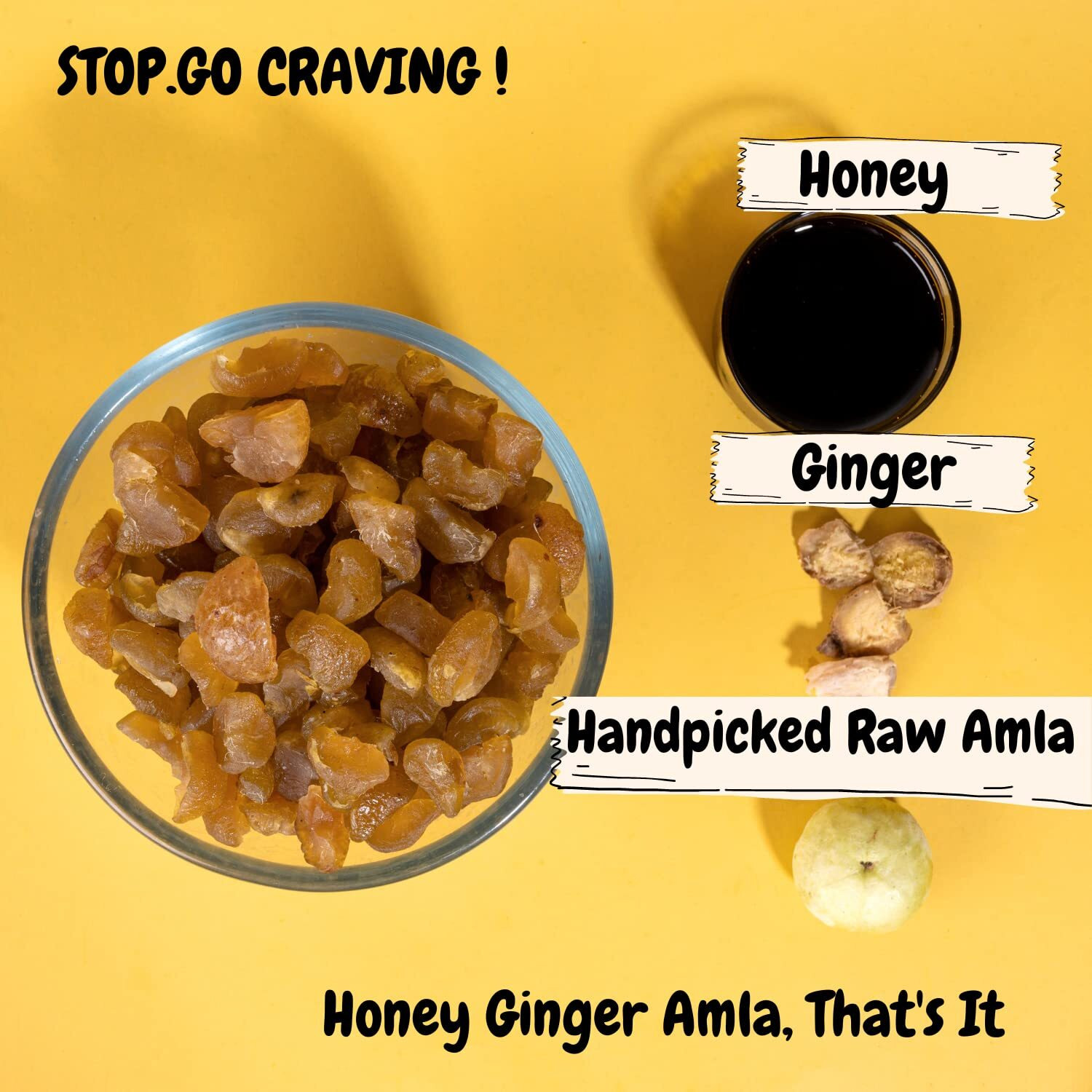 Cravez Dried Honey Ginger Amla Candy - 300G | Export Quality Amla | Adarak Amla | Low Processed Amla, Great for Weight Loss and Immunity Booster | Natural | No Preservative | No Artificial Colour Used (Amla)